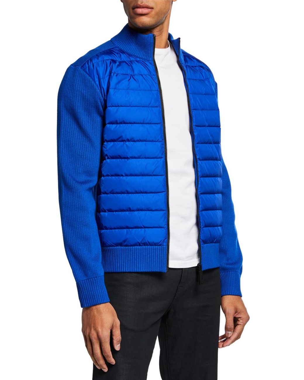 Canada Goose Hybridge Knit-sleeve Puffer Jacket in Blue for Men | Lyst