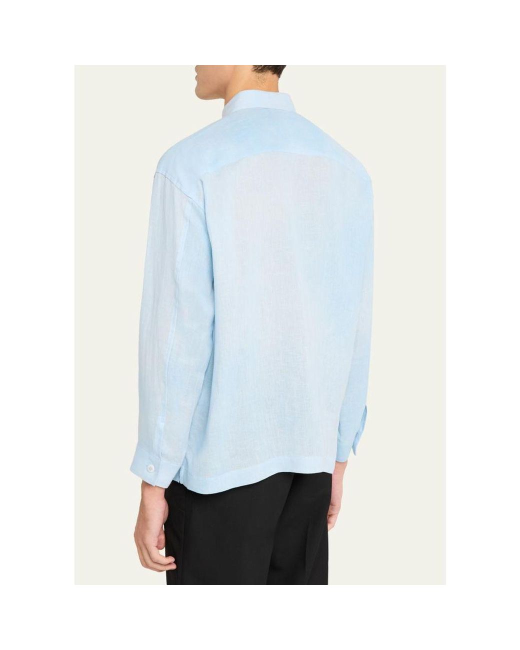 IM MEN Blue Floating Linen Button-Down Shirt for men
