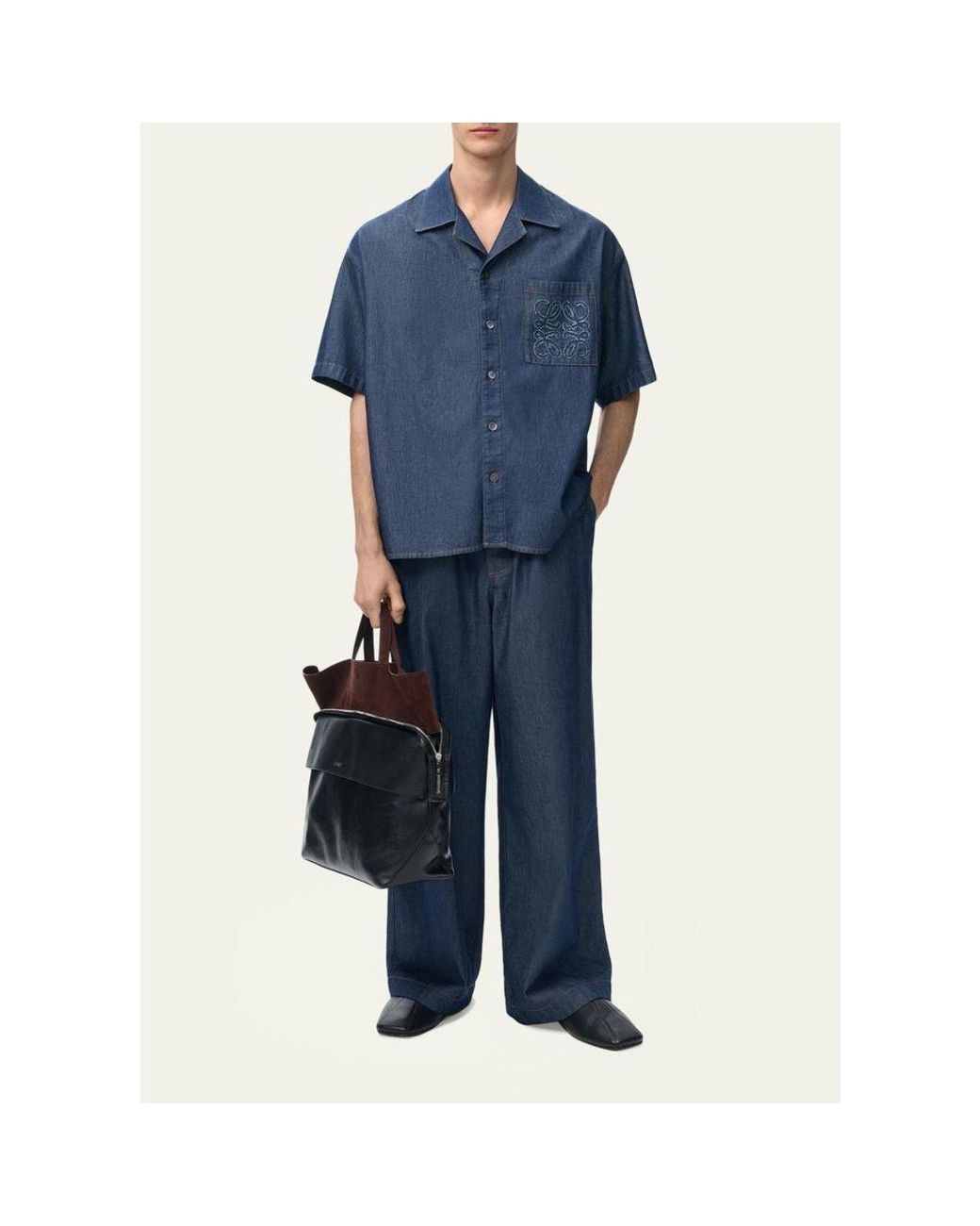 Loewe Blue Denim Drawstring Trousers for men