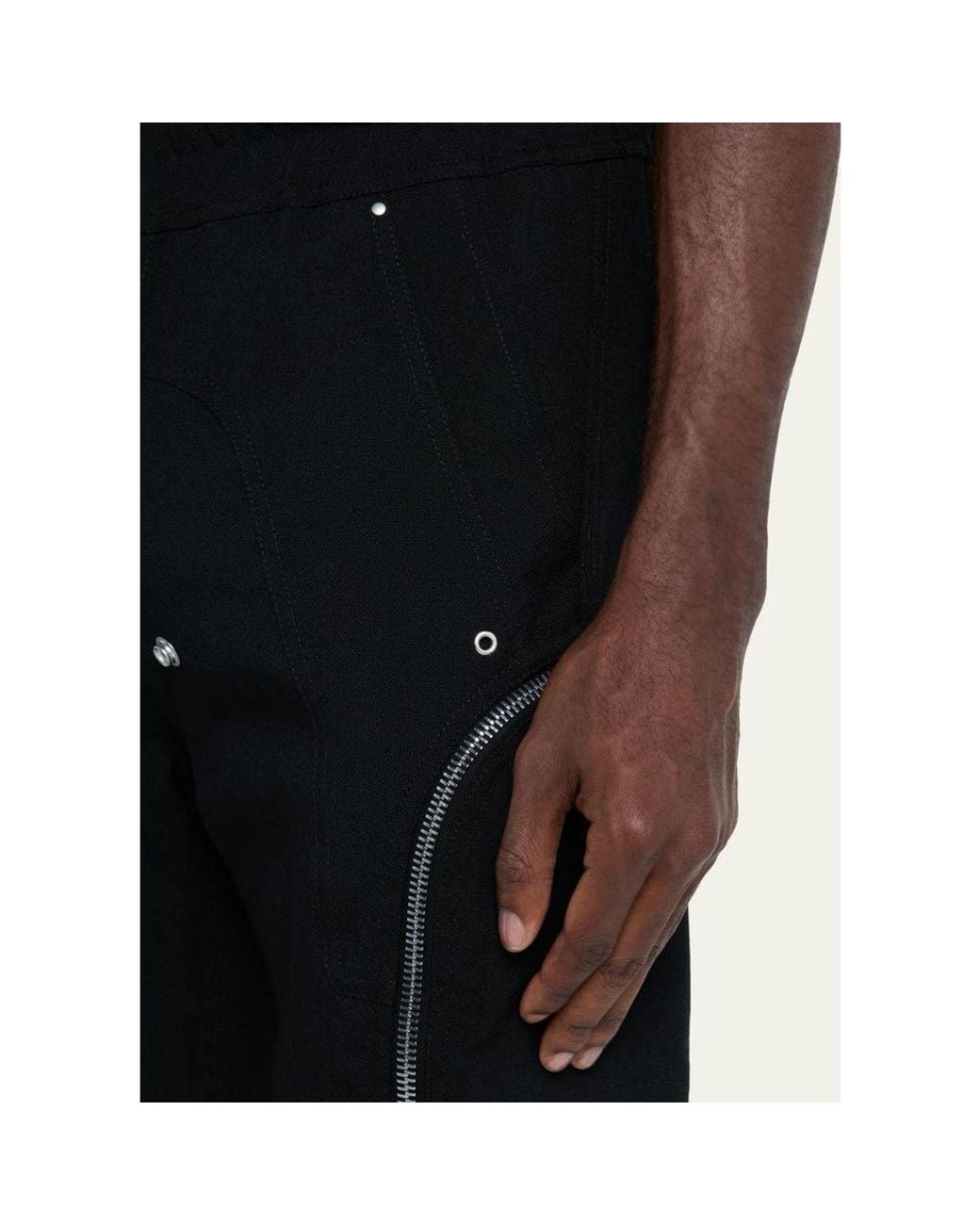Rick Owens Black Zipped Wool Drawstring Pants for men