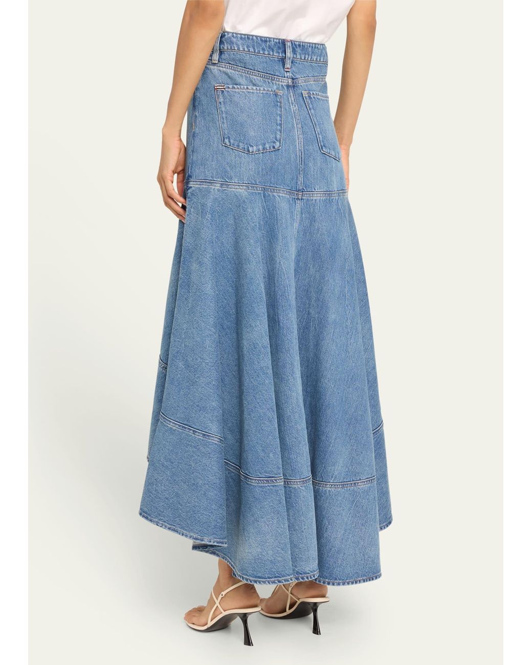 Alice Olivia Donella High-low Denim Skirt in Blue Lyst