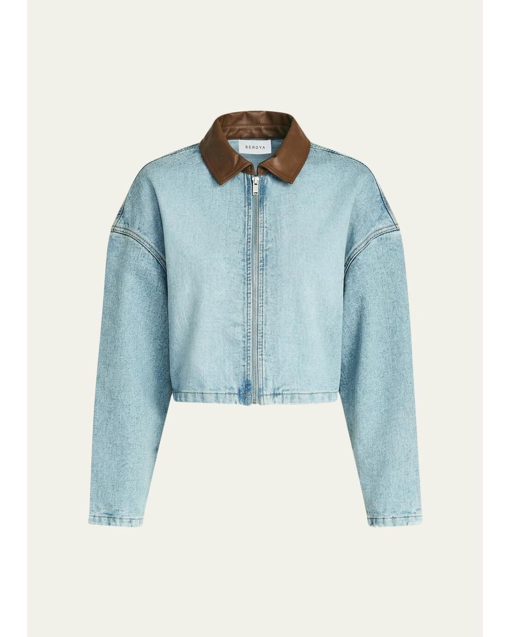 SER.O.YA Blue Coop Cropped Denim Jacket