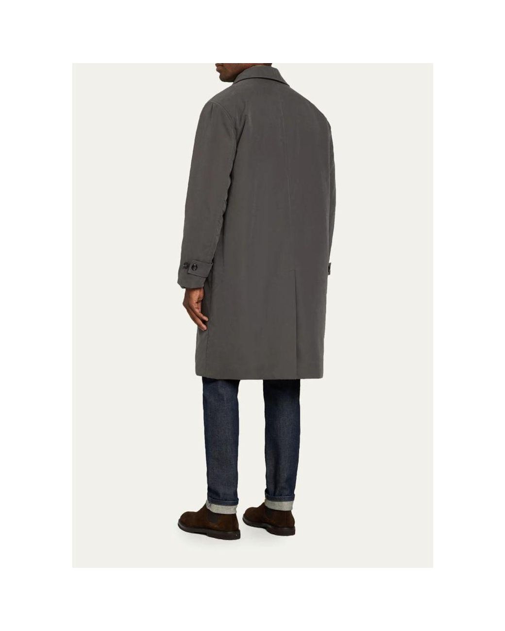 Kiton Gray Concealed-Placket Raincoat for men