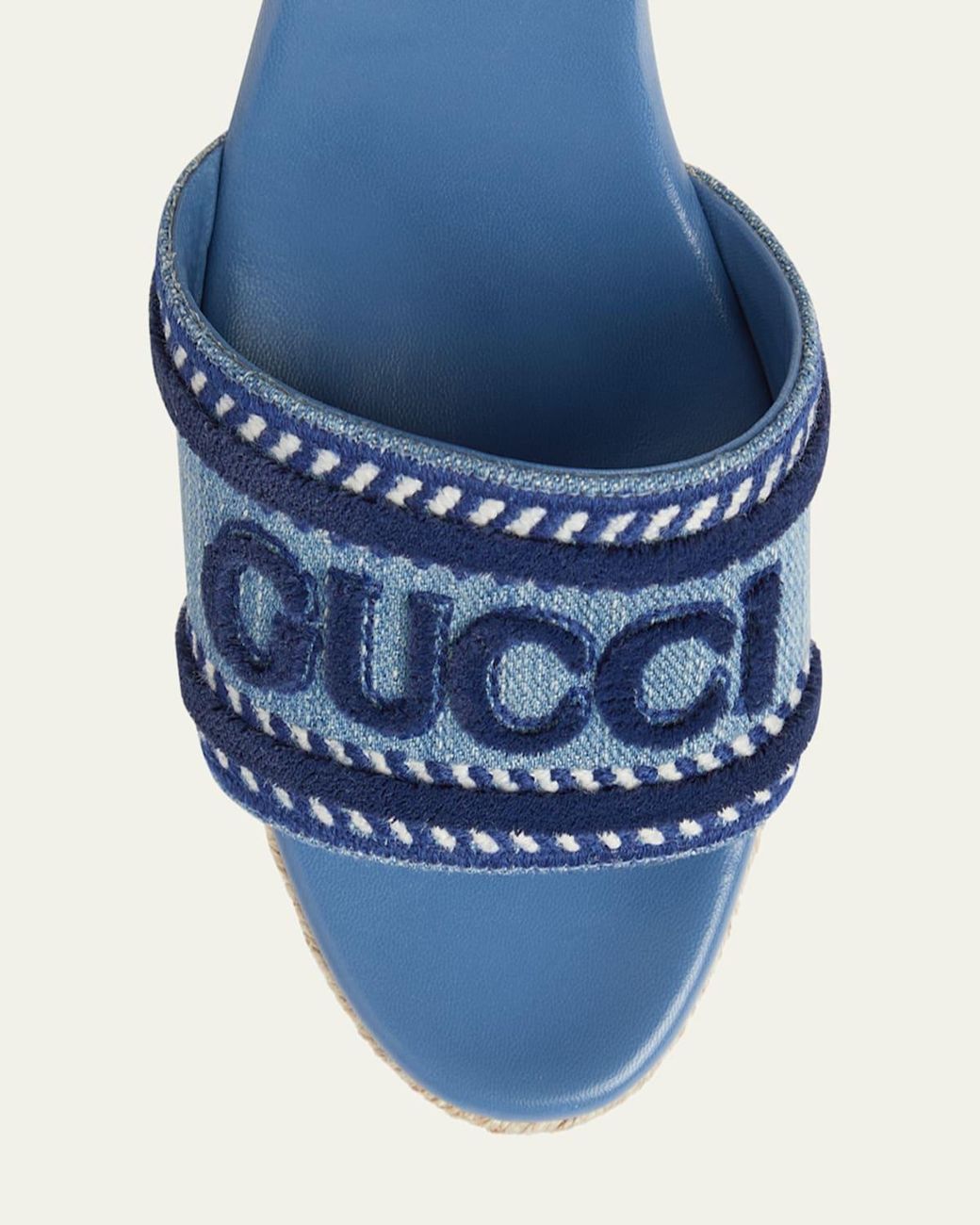 Gucci Ines Logo Denim Wedge Espadrilles in Blue | Lyst display picture 1