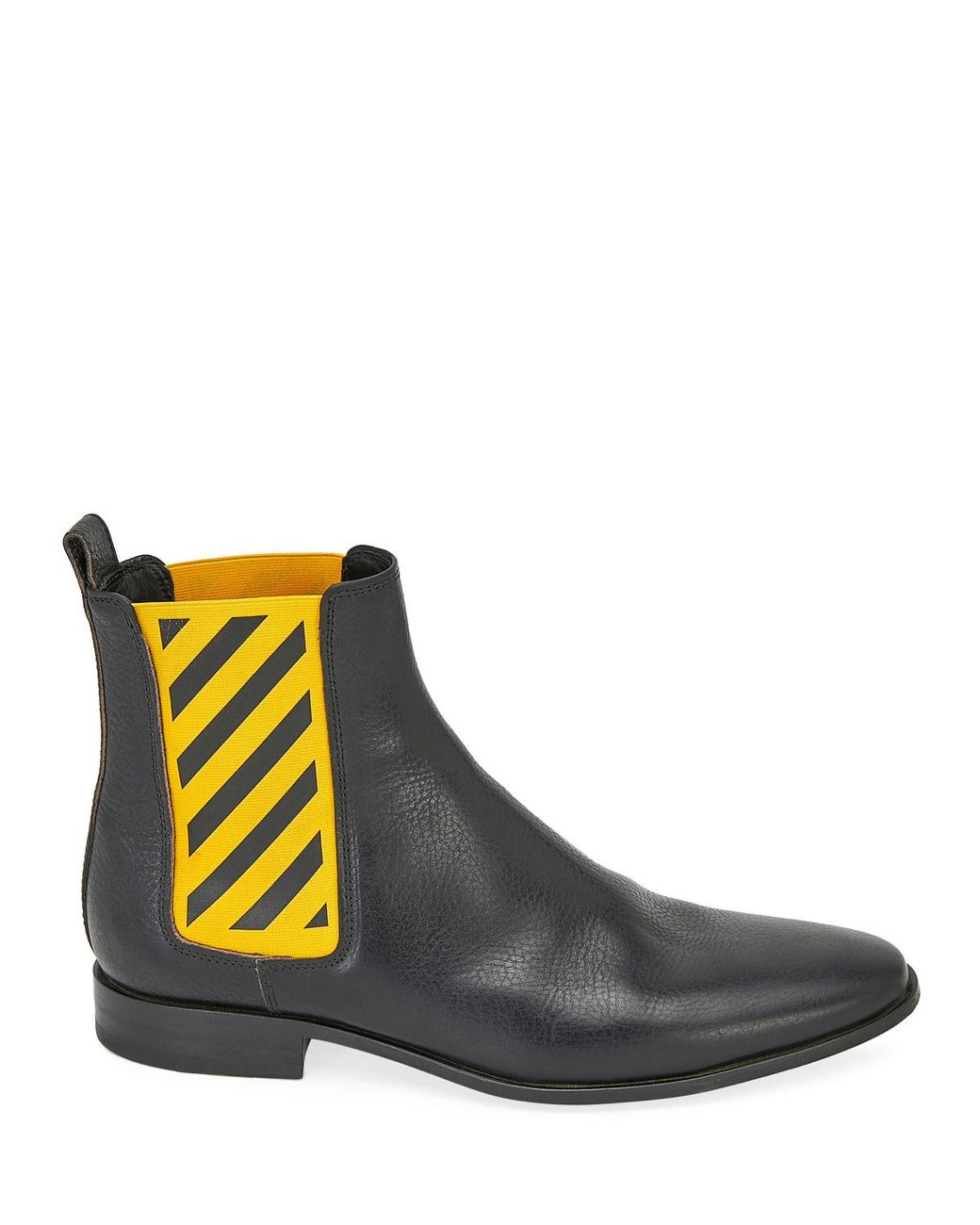Off-White c/o Virgil Abloh Leather Black And Yellow Chelsea Boots ...