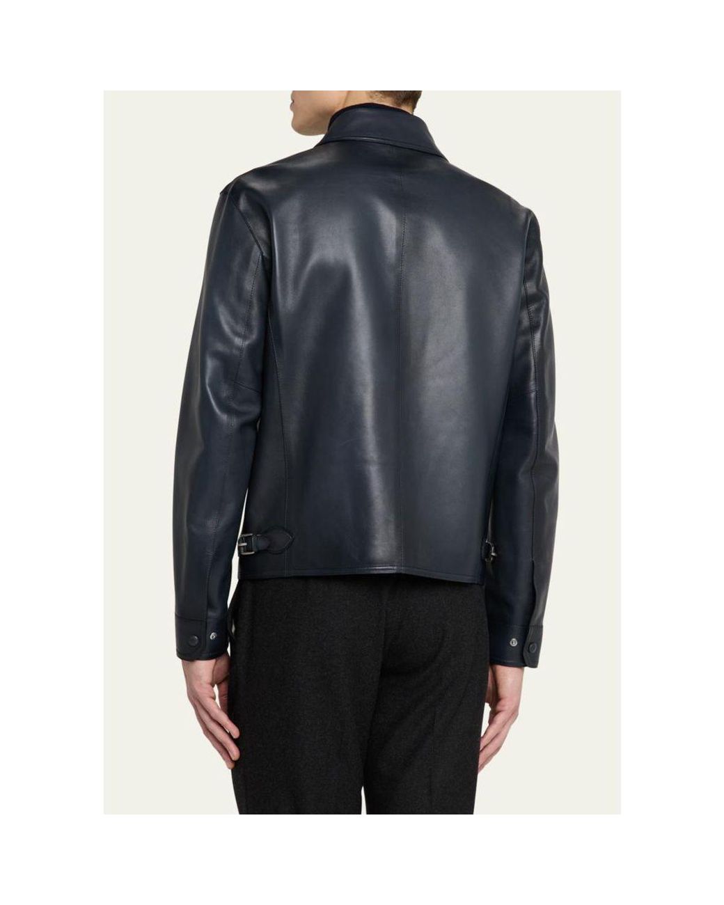 Berluti Blue Full-Zip Leather Jacket for men