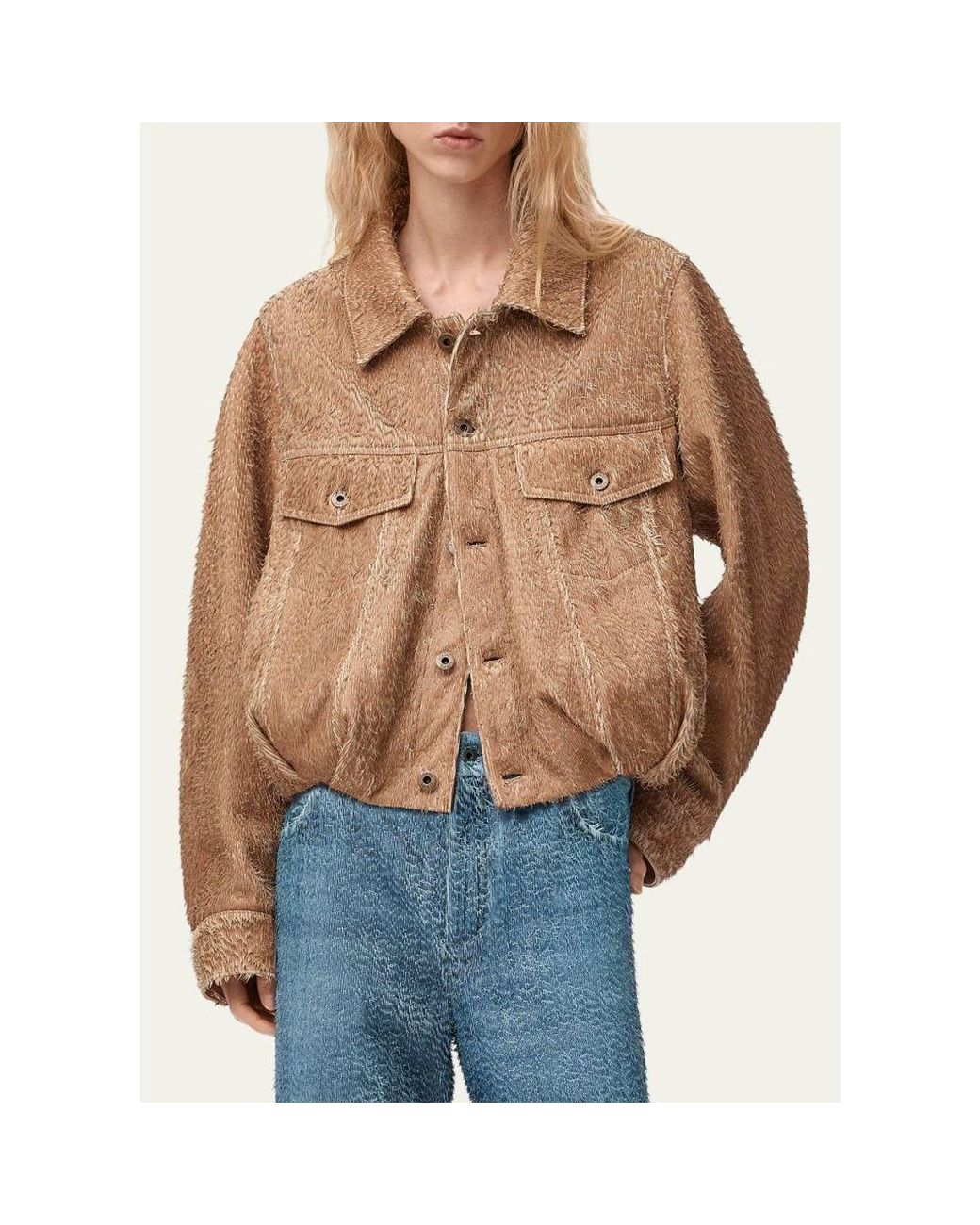 Loewe Natural Fringed Leather Balloon Jacket