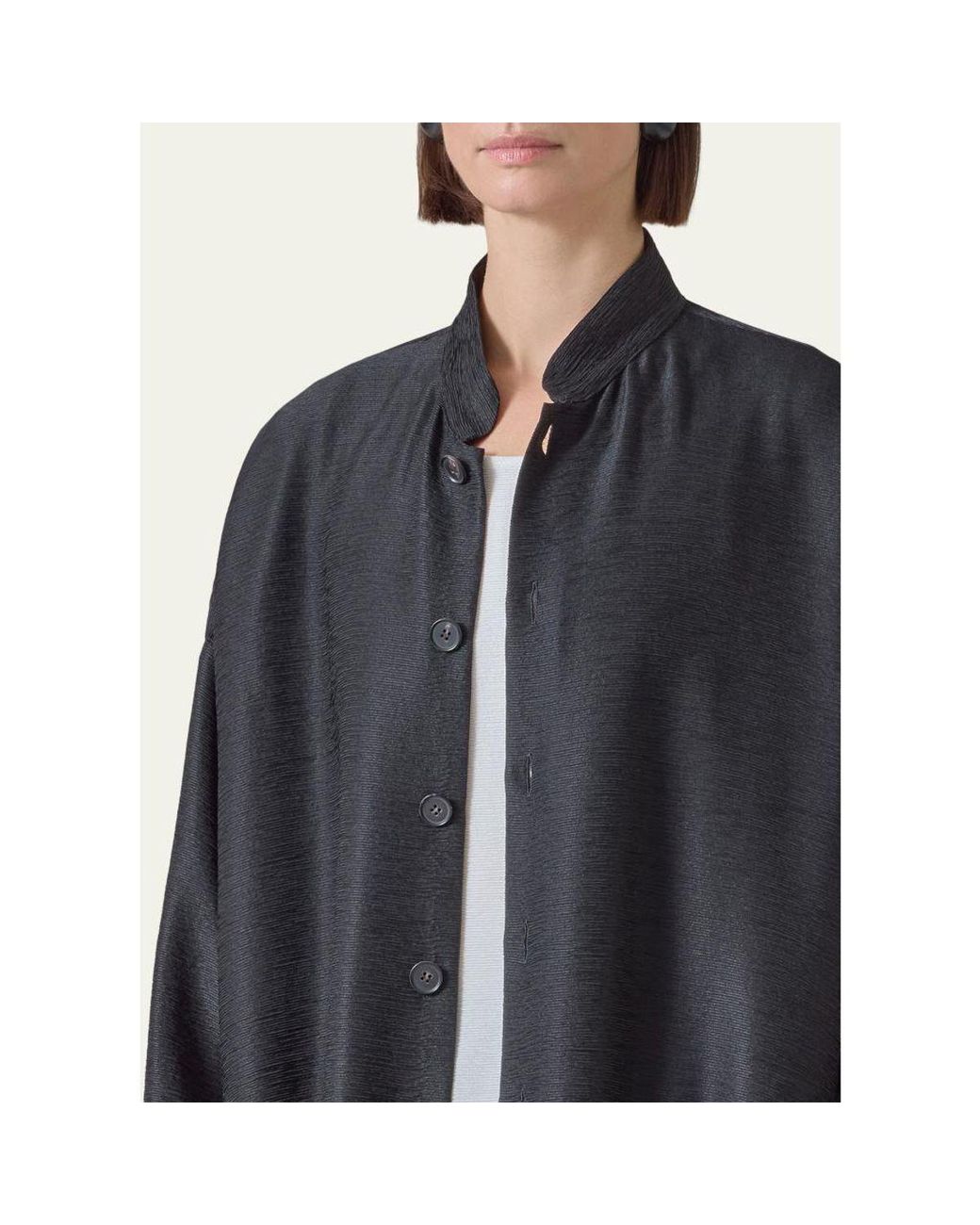 Eskandar Black Wide A-Line Mandarin Jacket