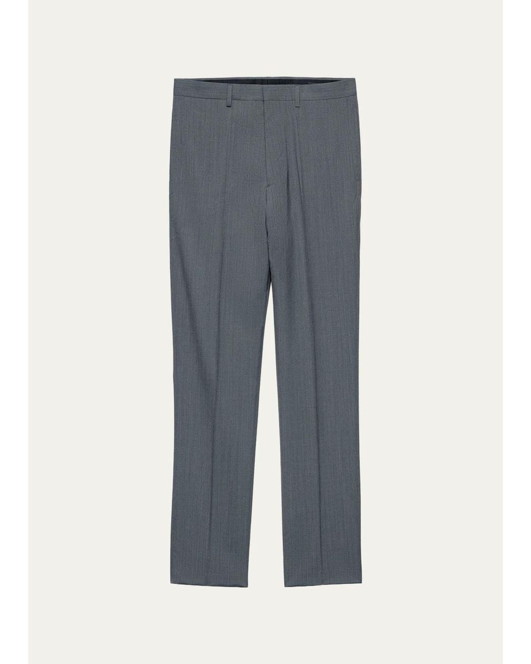 Prada Blue Mouliné Wool Pants for men