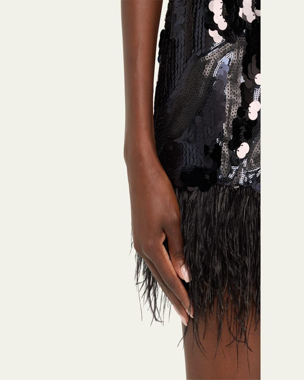 Ramy Brook Elsie Sequined Feather-Trim Mini Dress in Black | Lyst