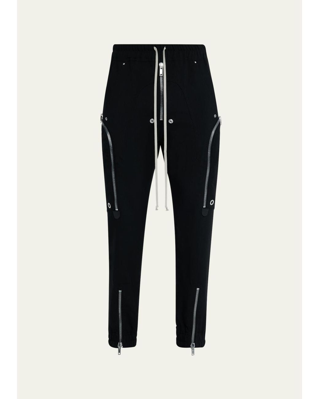 Rick Owens Black Zipped Wool Drawstring Pants for men