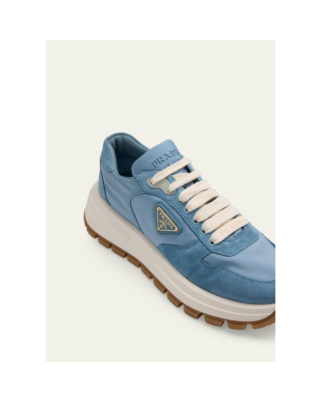 Prada Blue Prax Suede Logo Runner Sneakers