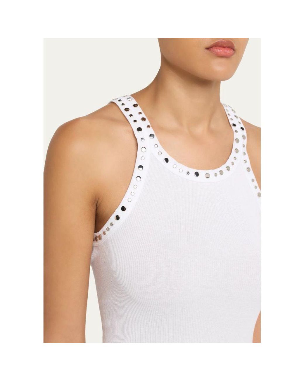 Re/done Natural Multi-Stud Ribbed Tank Top
