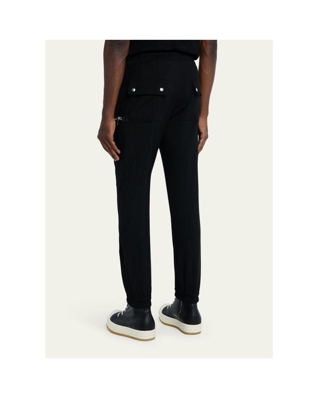 Rick Owens Black Zipped Wool Drawstring Pants for men