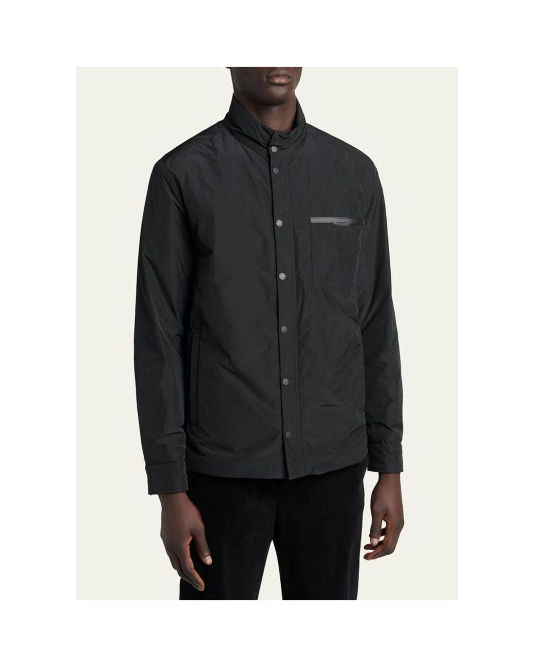 Moncler Blue Snap-Front Down Jacket for men