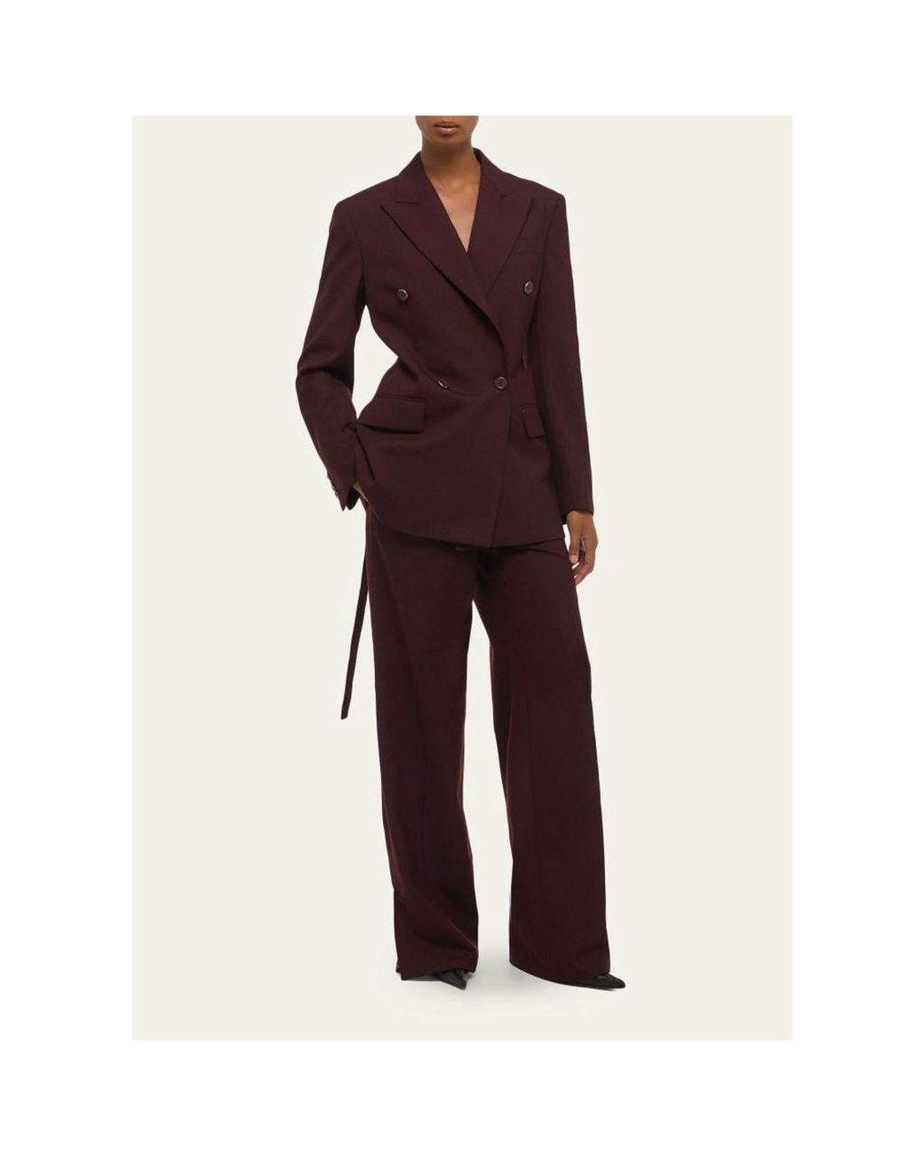 Helmut Lang Red Belted Double-Breasted Blazer