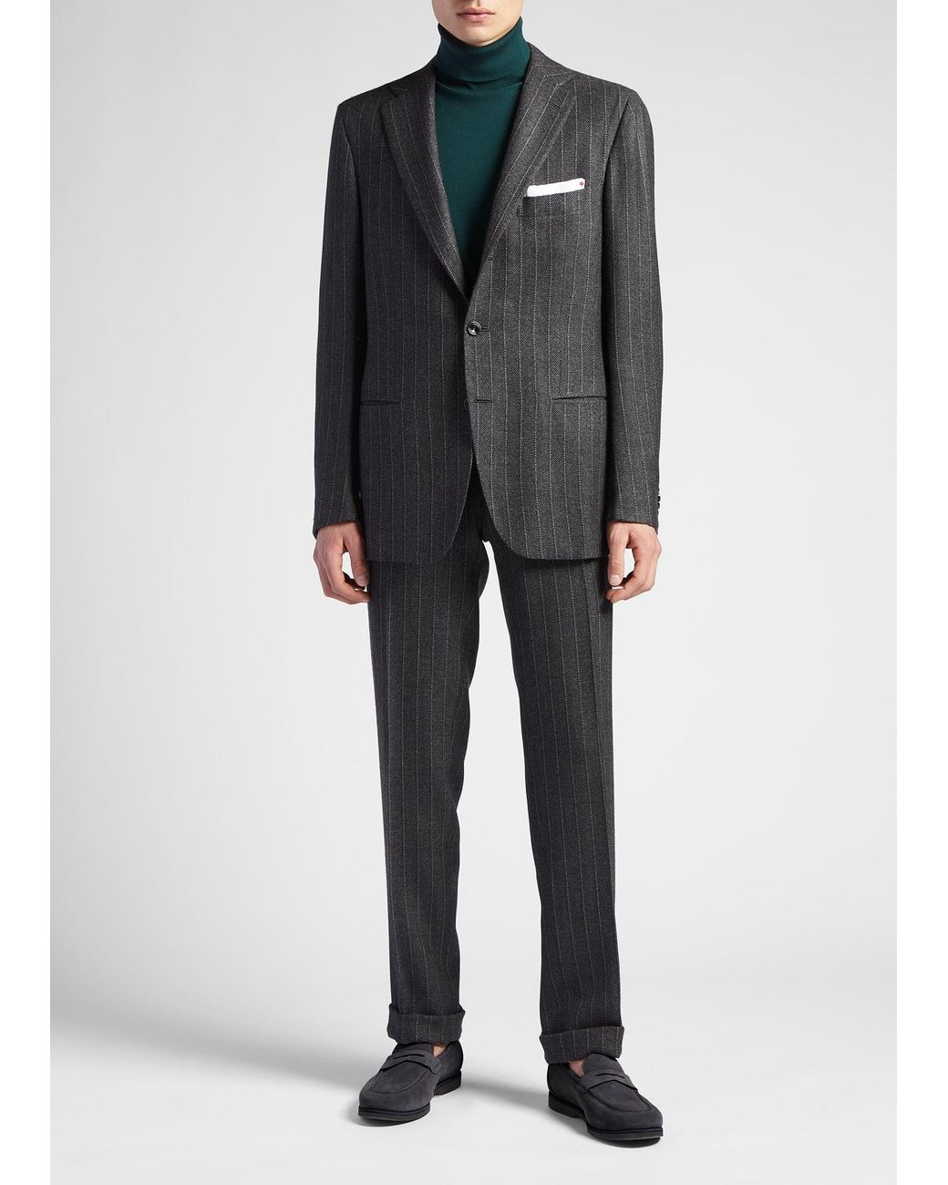 Kiton Cashmere Pinstripe Suit in Gray for Men | Lyst