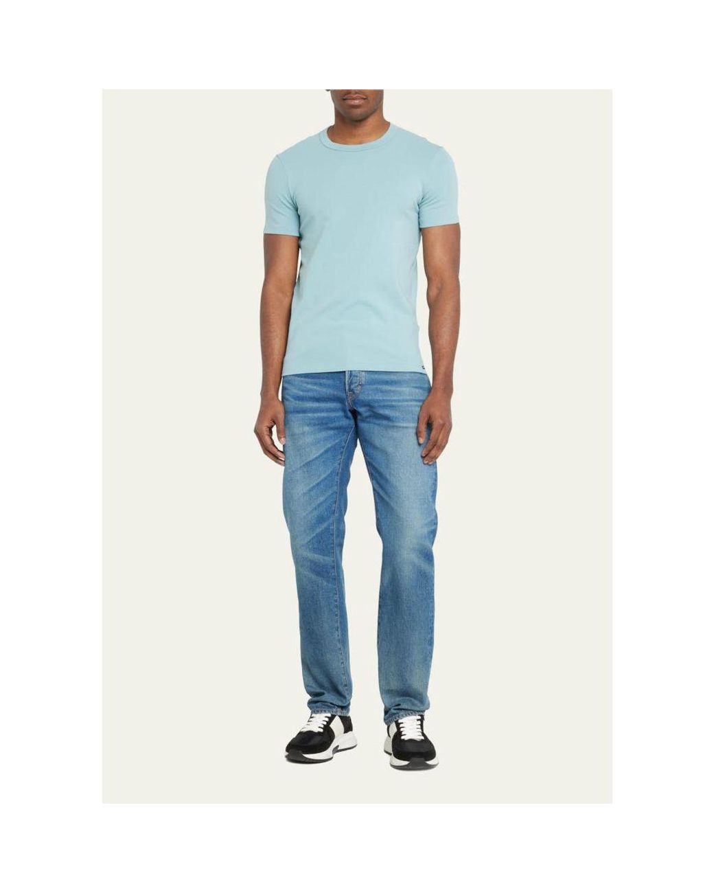 Tom Ford White Solid Stretch Jersey T-Shirt for men