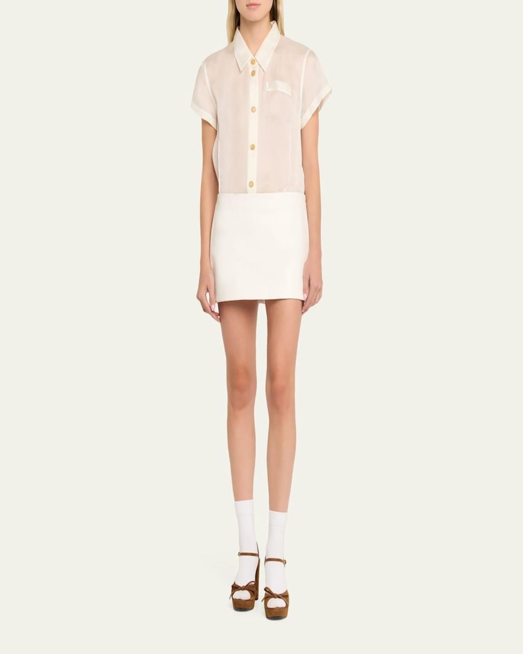 Miu Miu Natural 110Mm Calzature Suede Platform Sandals