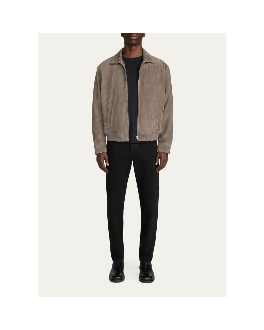 FRAME Brown Suede Full-Zip Bomber Jacket for men