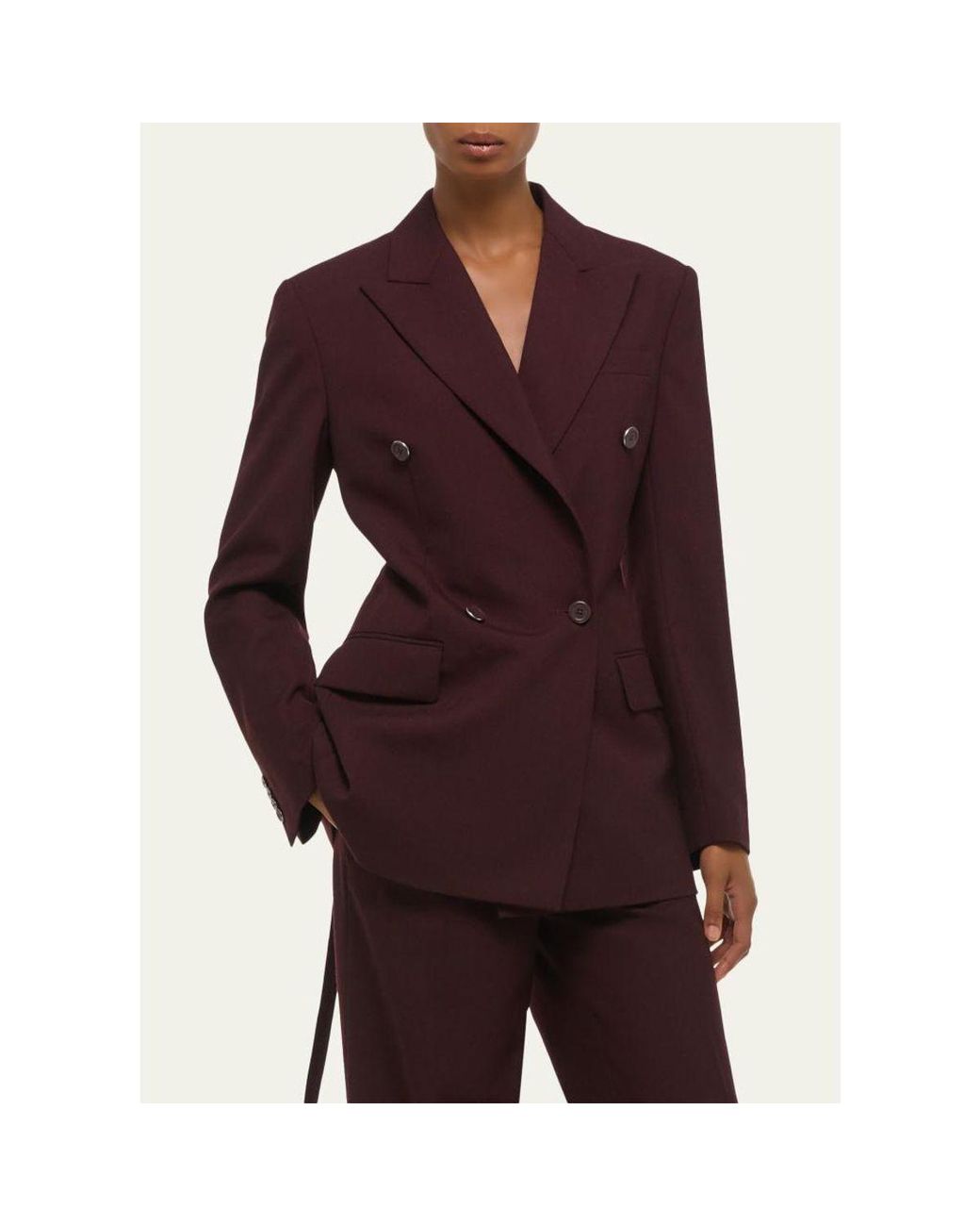 Helmut Lang Red Belted Double-Breasted Blazer