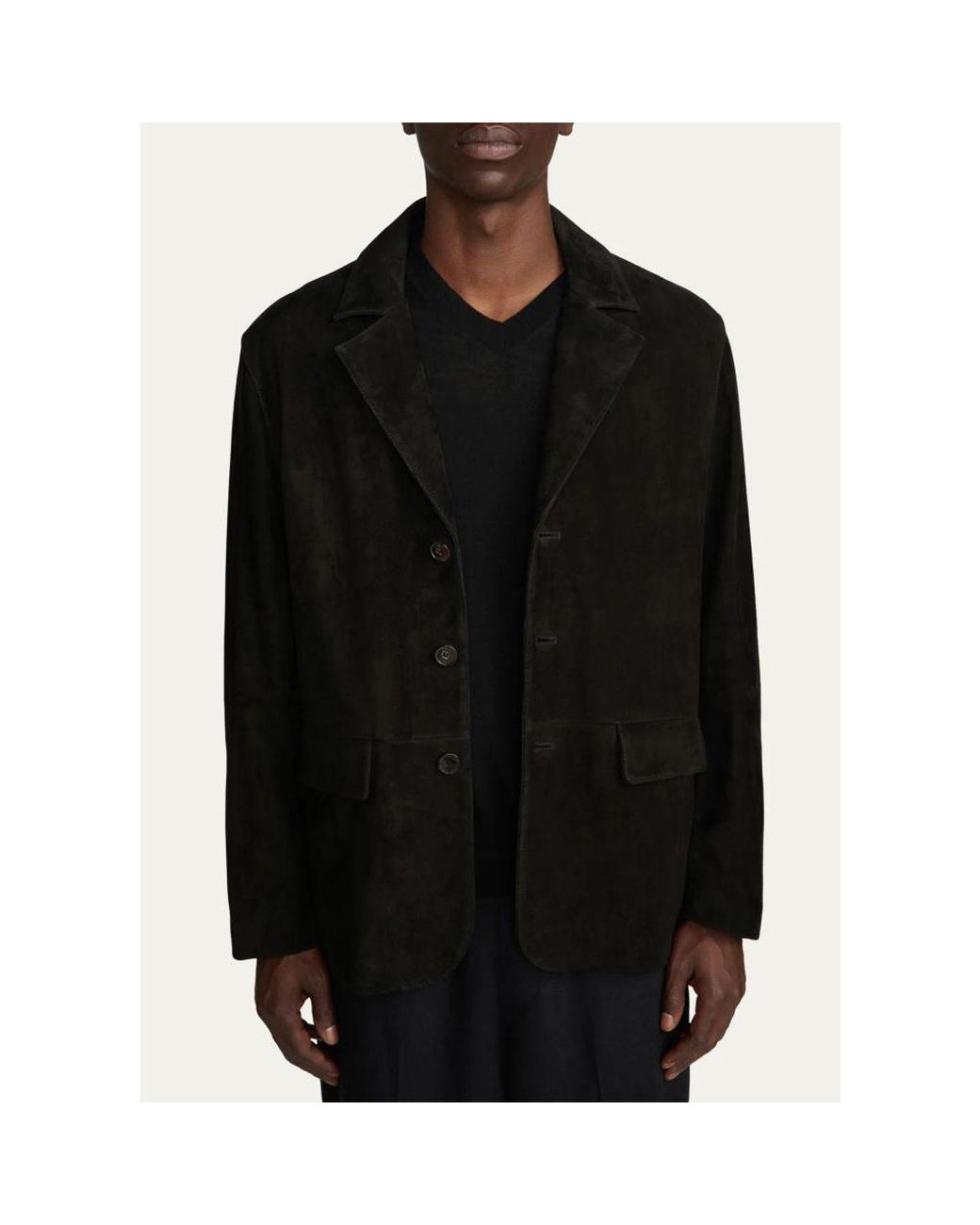 FRAME Black Suede Single-Breasted Blazer for men