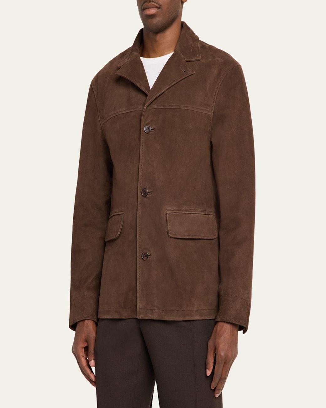 Officine Generale Brown Suede Button-Front Jacket for men