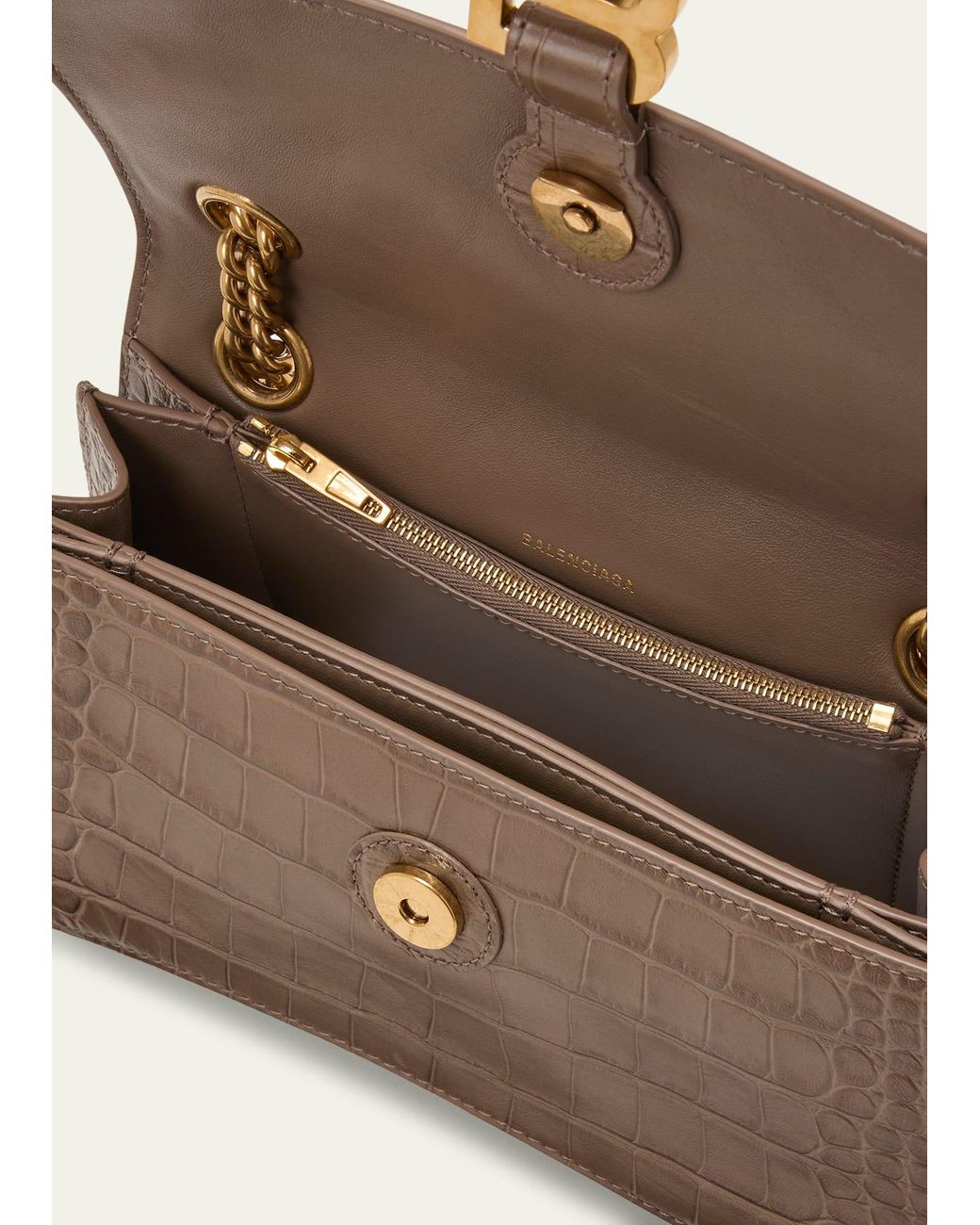 BALENCIAGA Crush small croc-effect leather shoulder bag