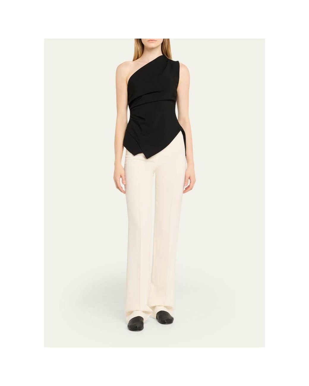 Rohe Black Draped One-Shoulder Top