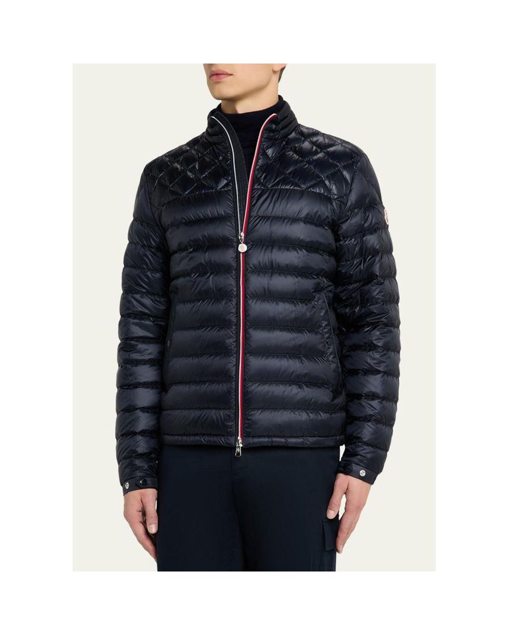 Moncler Blue Quilted Nylon Jacket for men