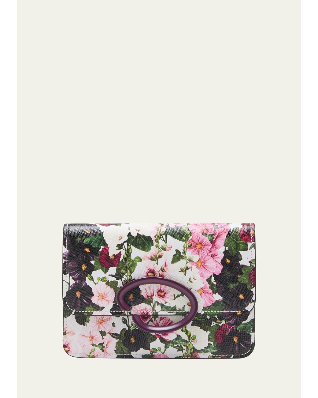 Oscar de la Renta O Pochette Geranium-Print Chain Crossbody Bag