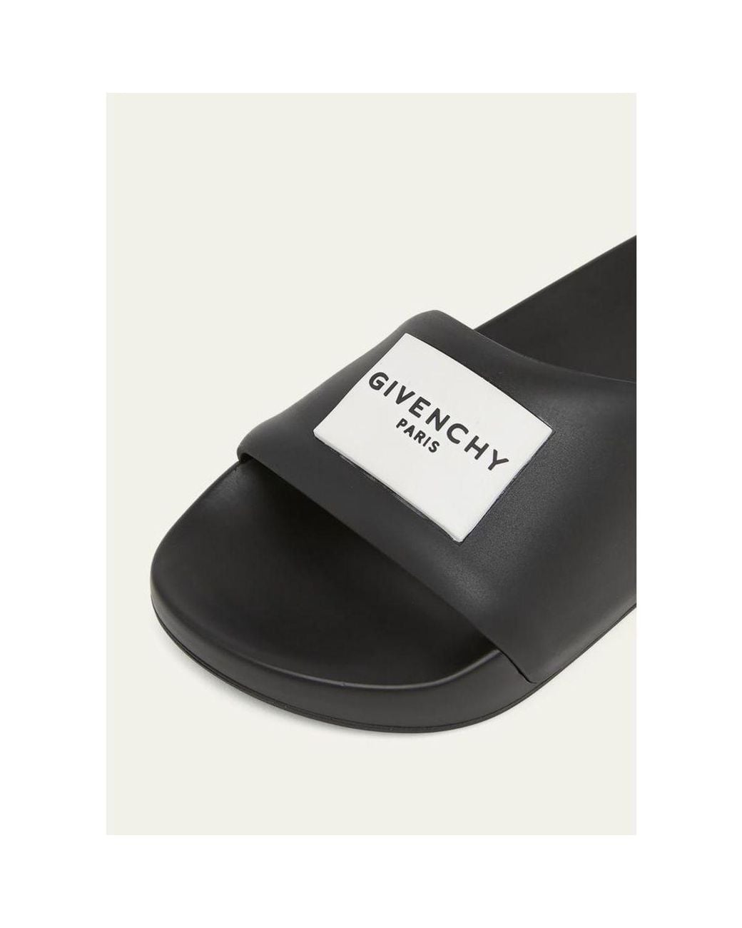 Givenchy White Logo Label Slide Sandals