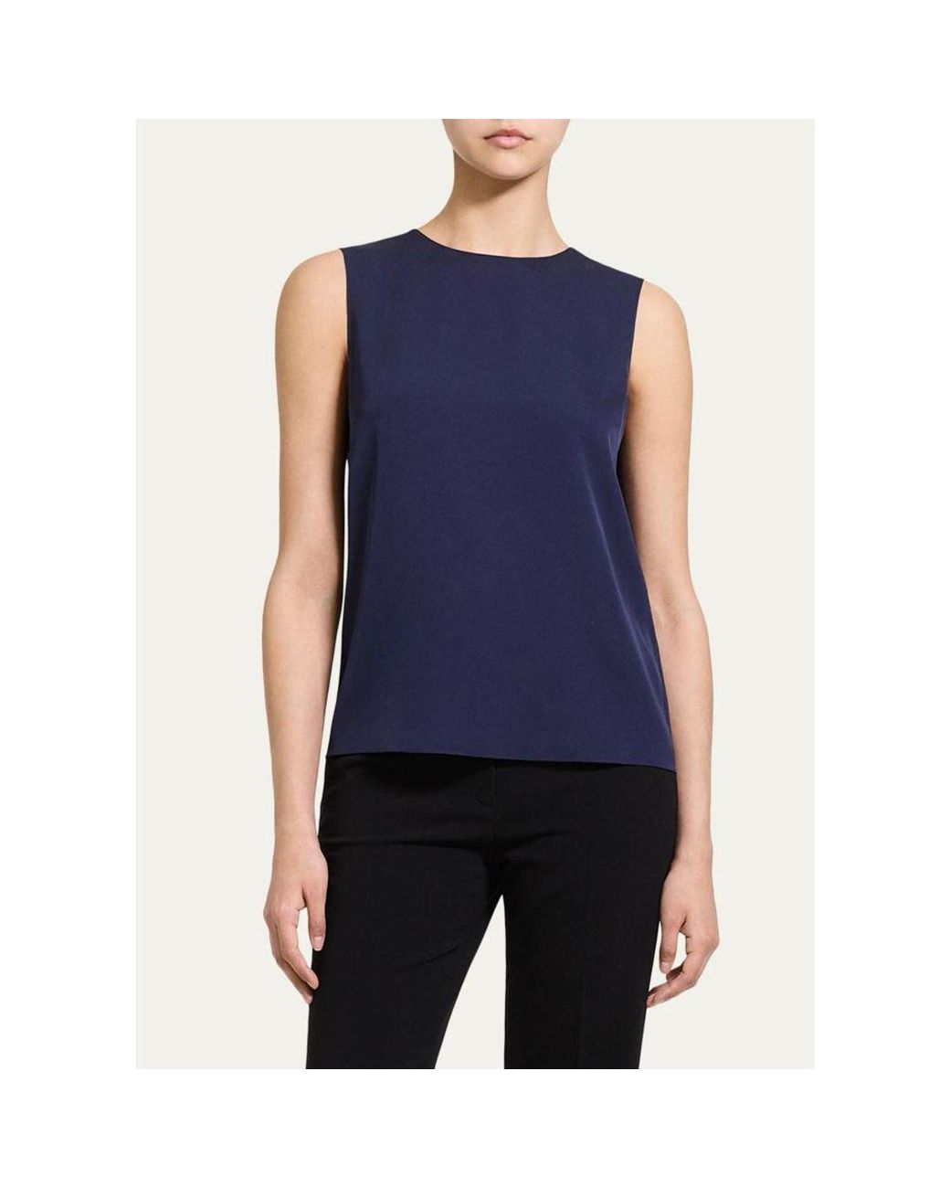 Theory Blue Silk Straight Shell Top