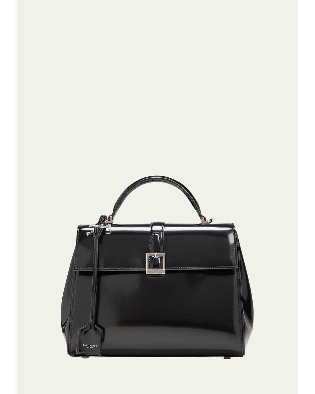 Saint Laurent Le Fermoir Small Leather Tophandle Bag in Black Lyst