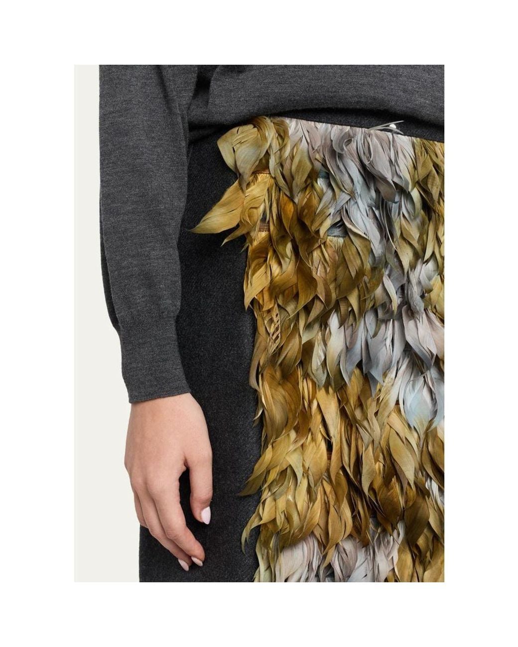Plan C Metallic Wool-Blend Sequin Midi Skirt