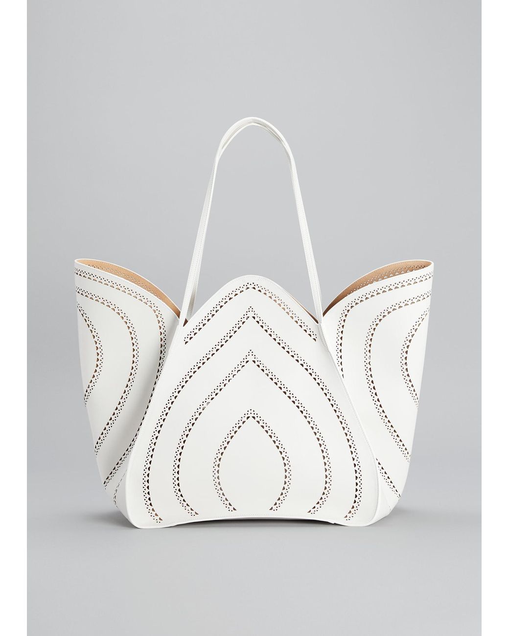 Alaïa Lili 32 Lasercut Leather Tote Bag in Gray Lyst