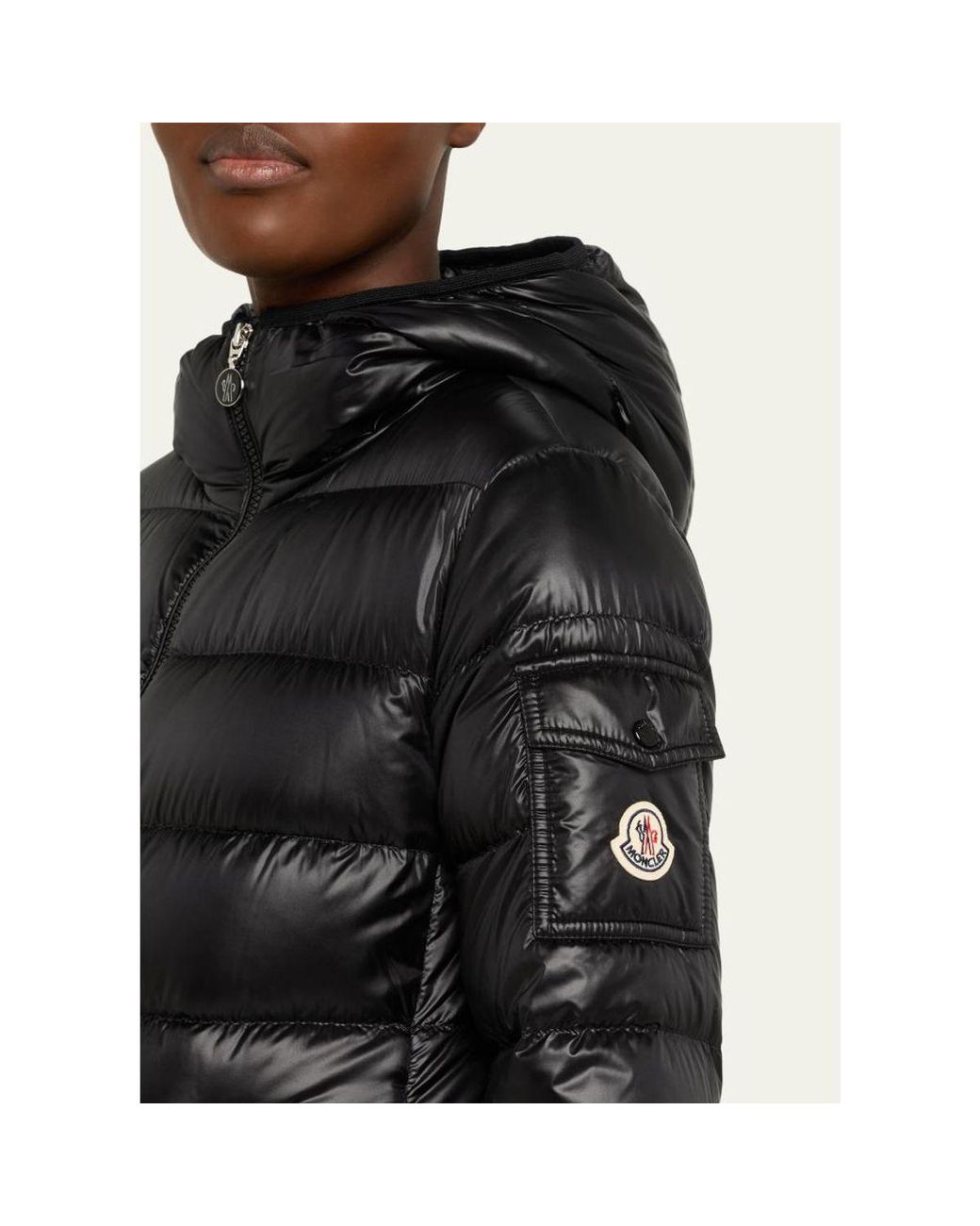 Moncler Black Glements Hooded Mid-Length Down Jacket
