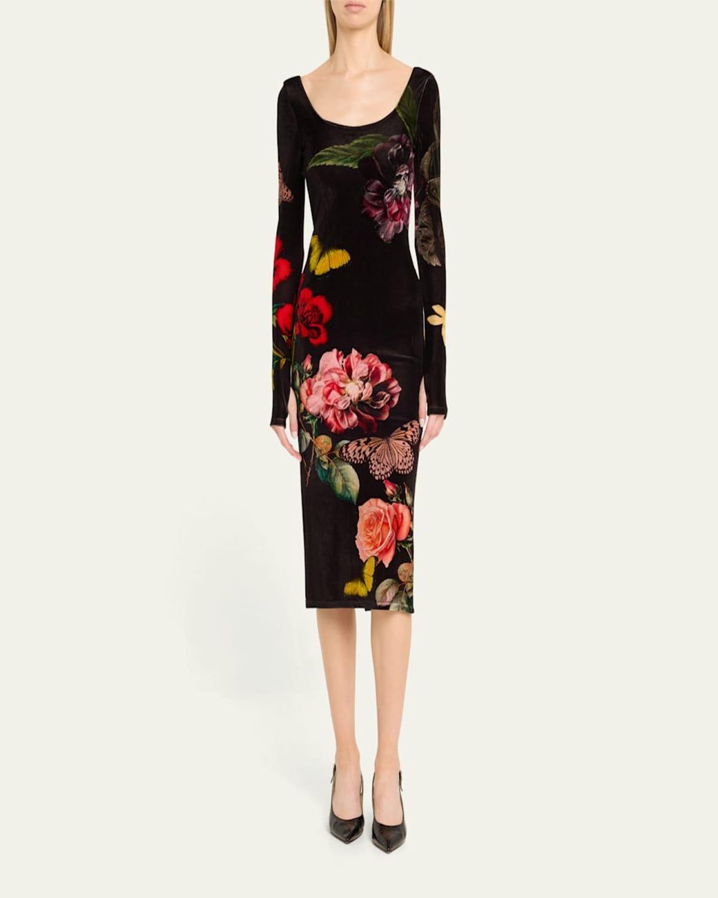 Alice+Olivia■Delora Velvet Scoop Neck Midi Dress■ドレス Alice + Olivia In The Wind Floral Delora Scoop-Neck Velvet
