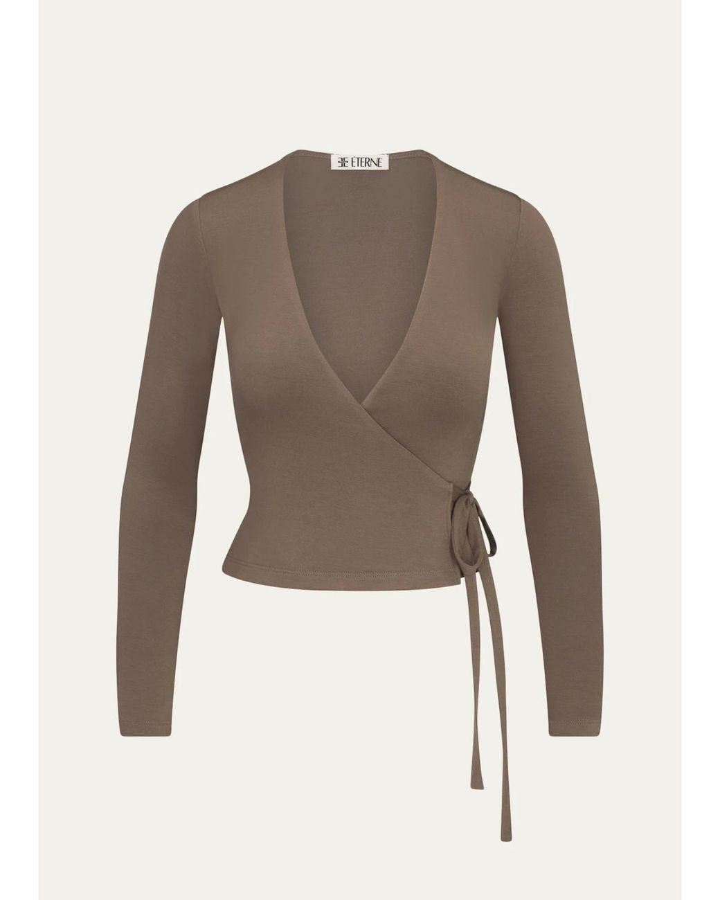 ÉTERNE Brown Jersey Wrap Top