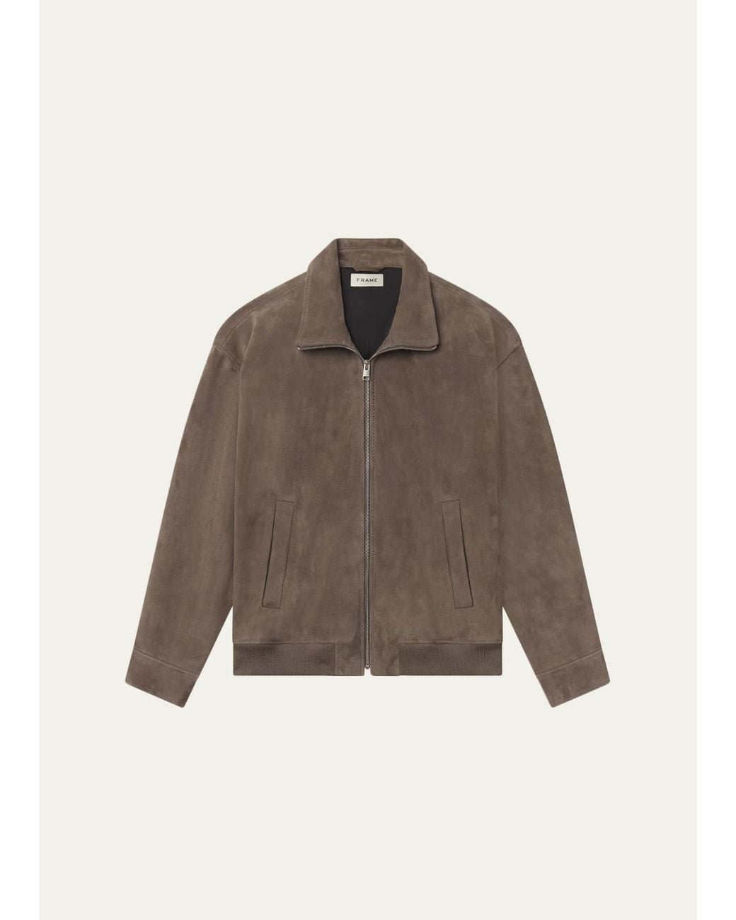 FRAME Brown Suede Full-Zip Bomber Jacket for men