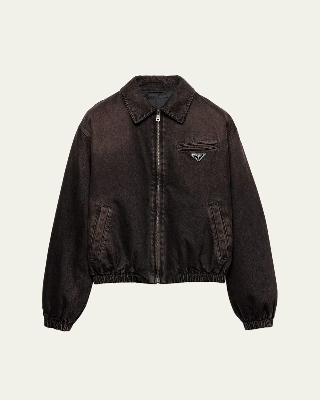 Navy Denim And Leather Jacket | PRADA