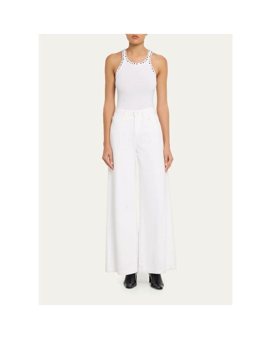 Re/done Natural Multi-Stud Ribbed Tank Top