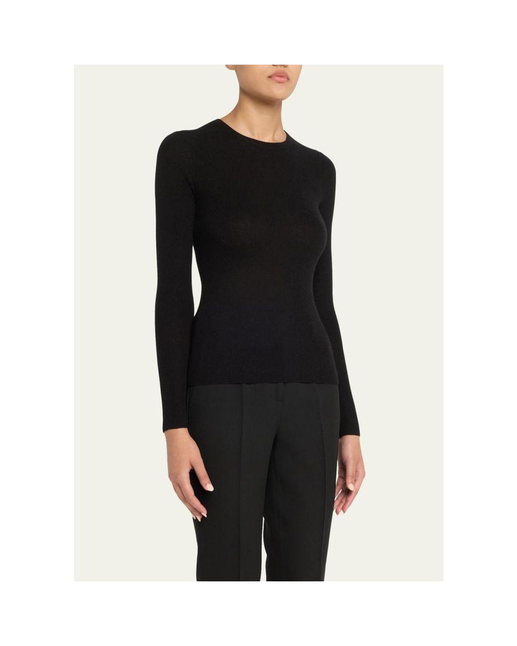 Michael Kors Black Hutton Ribbed Cashmere Pullover