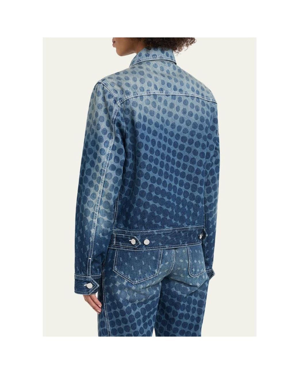 Christopher John Rogers Blue Halftone Wiggle Dot Denim Jacket