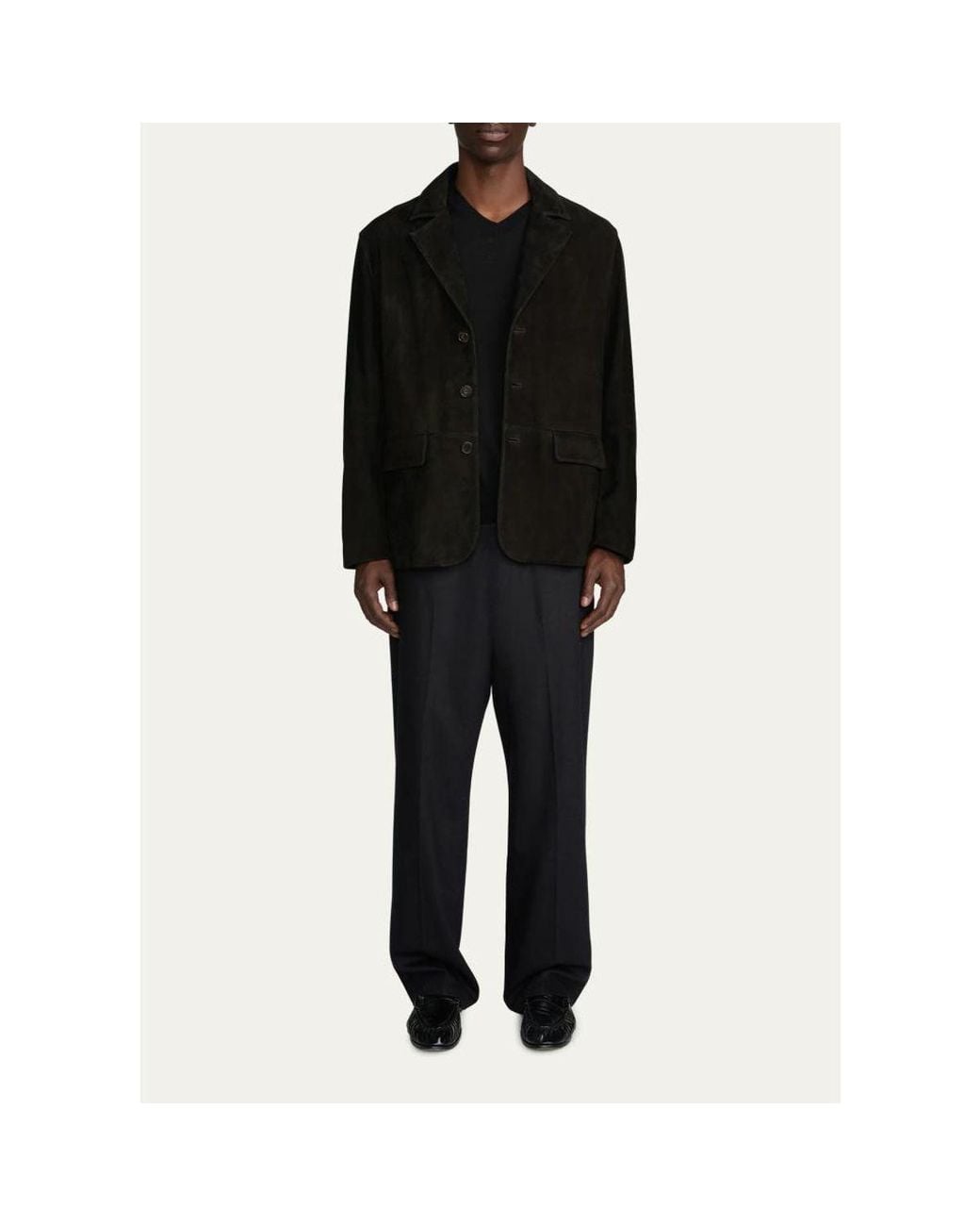 FRAME Black Suede Single-Breasted Blazer for men
