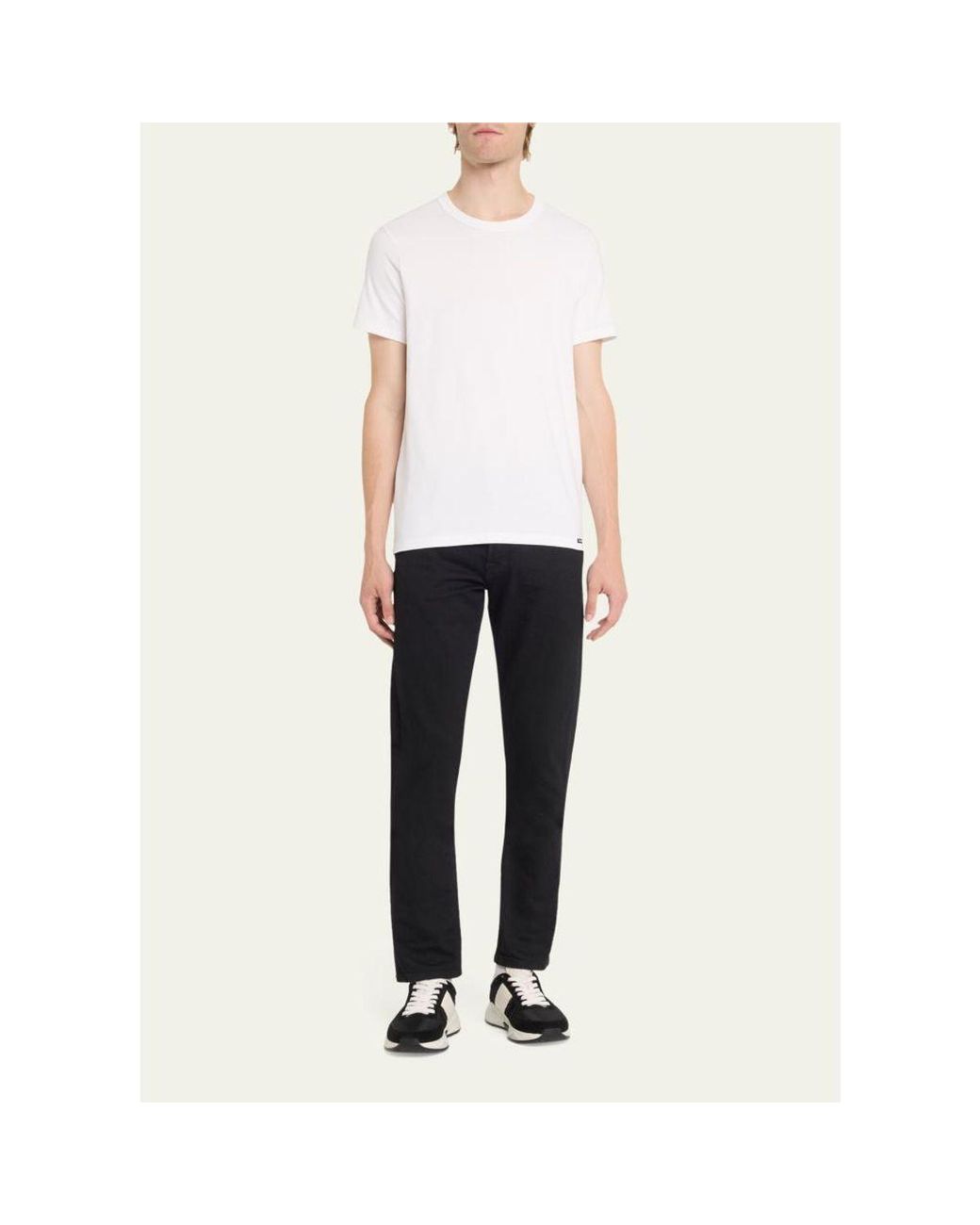 Tom Ford White Solid Stretch Jersey T-Shirt for men