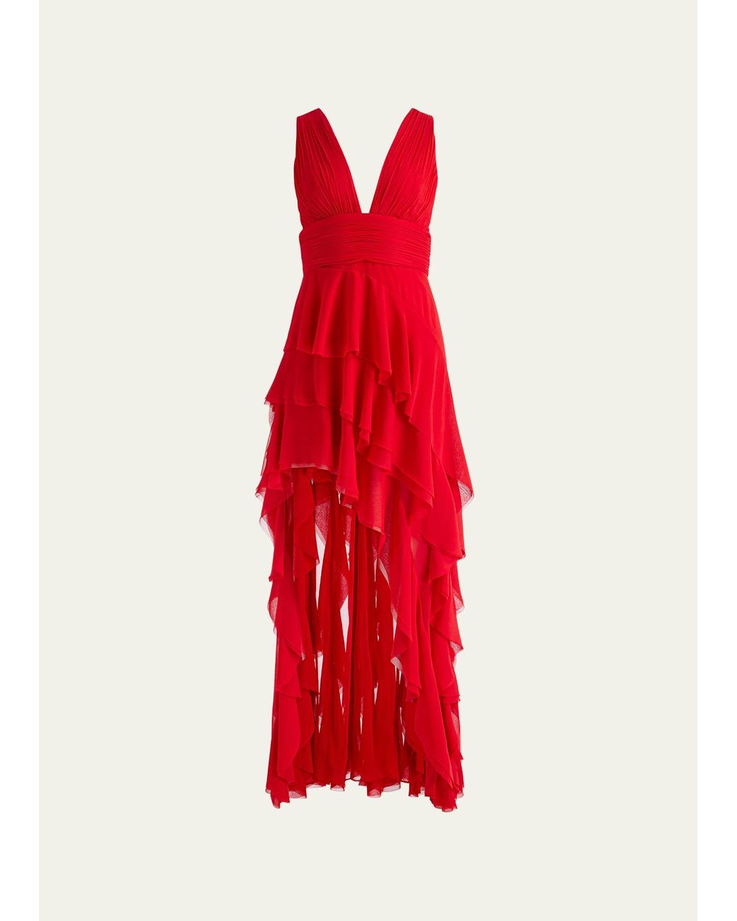 ALICE OLIVIA 新作SALE ルビーレッドスリーブレスマキシドレス alice-olivia--Holly-Asymmetric