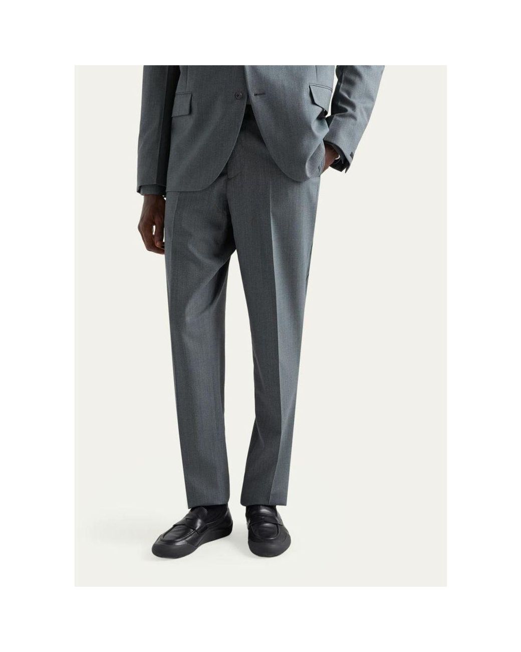 Prada Blue Mouliné Wool Pants for men