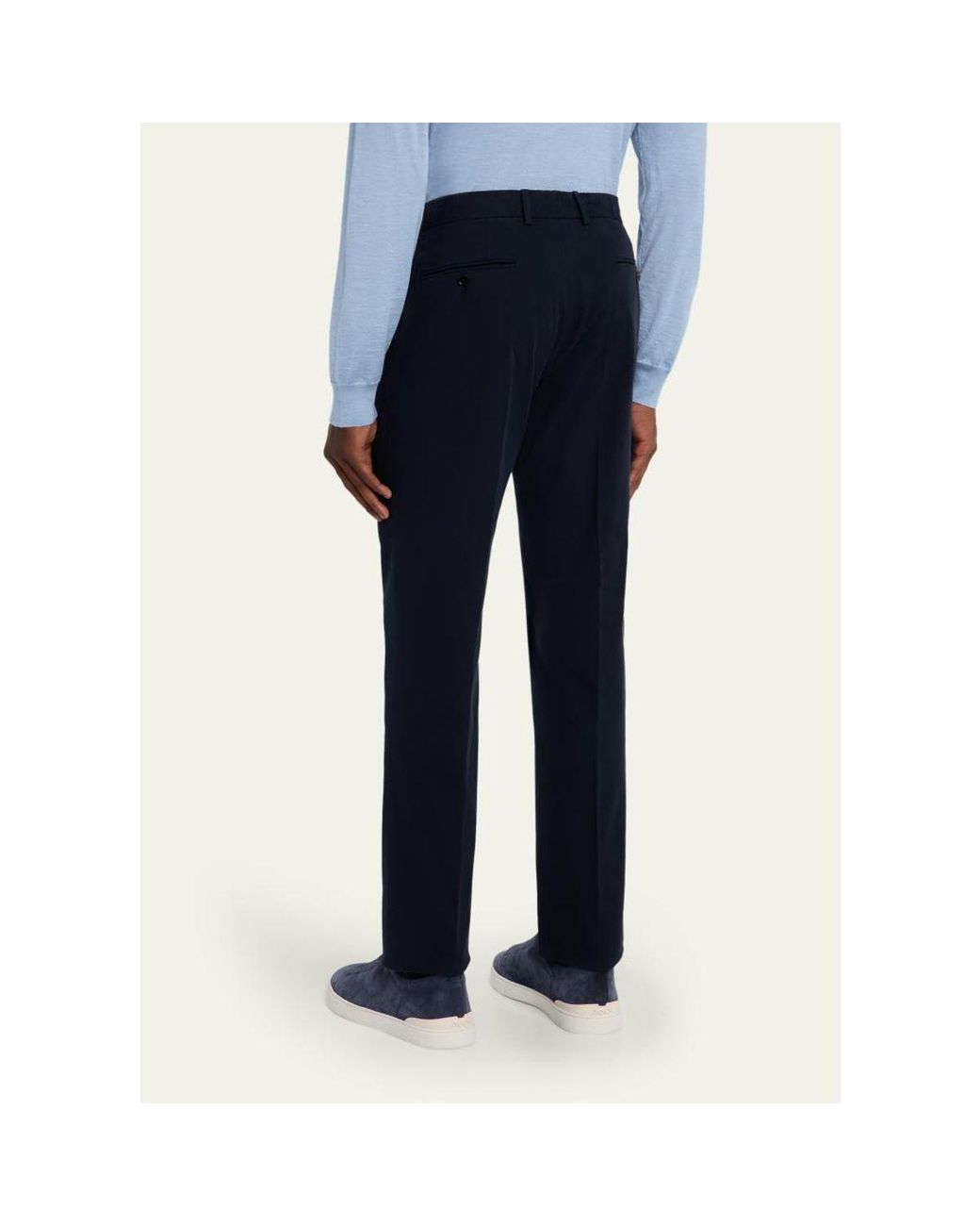 Zegna Blue Slim Flat-Front Pants for men