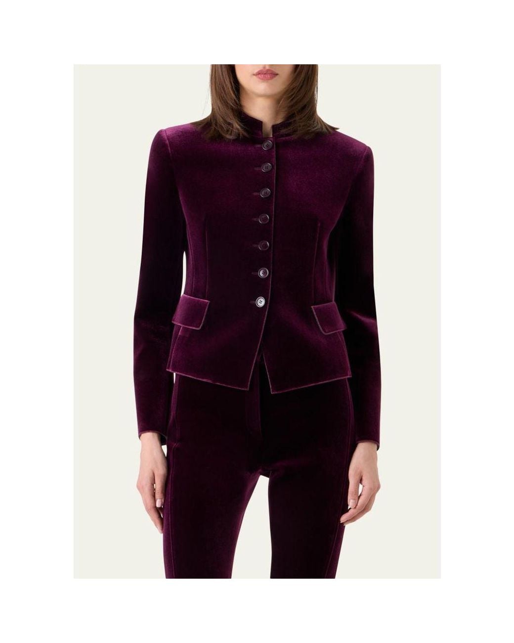 Akris Blue Deva Velvet Single-Breasted Fitted Jacket